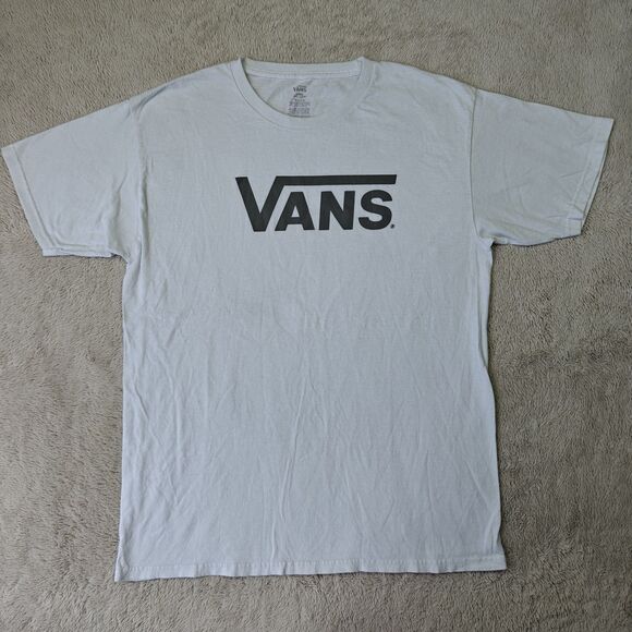 VANS T-Shirt Men's L White Basic Logo Standard Fit Crewneck Skater Y2K 90s - Picture 1 of 6